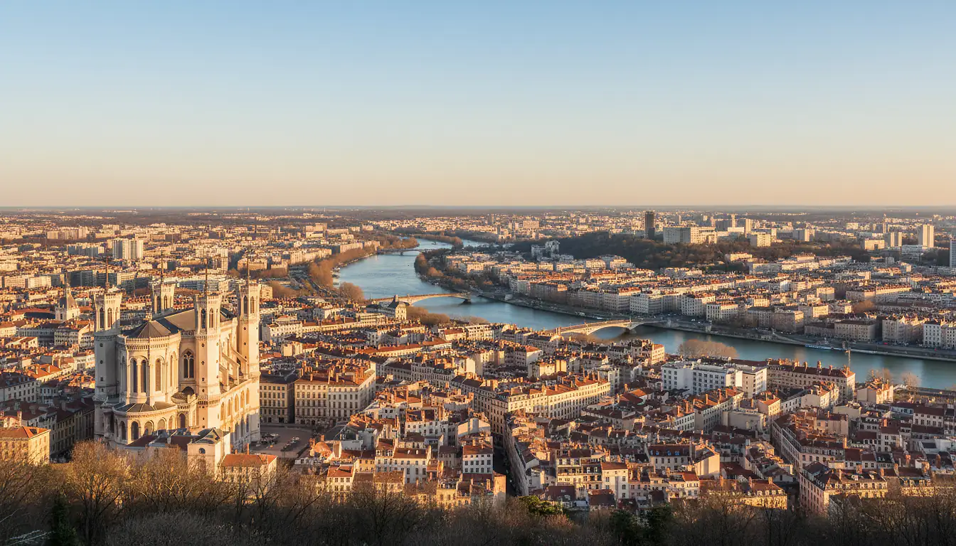 Vue panoramique de Lyon depuis Fourvière
