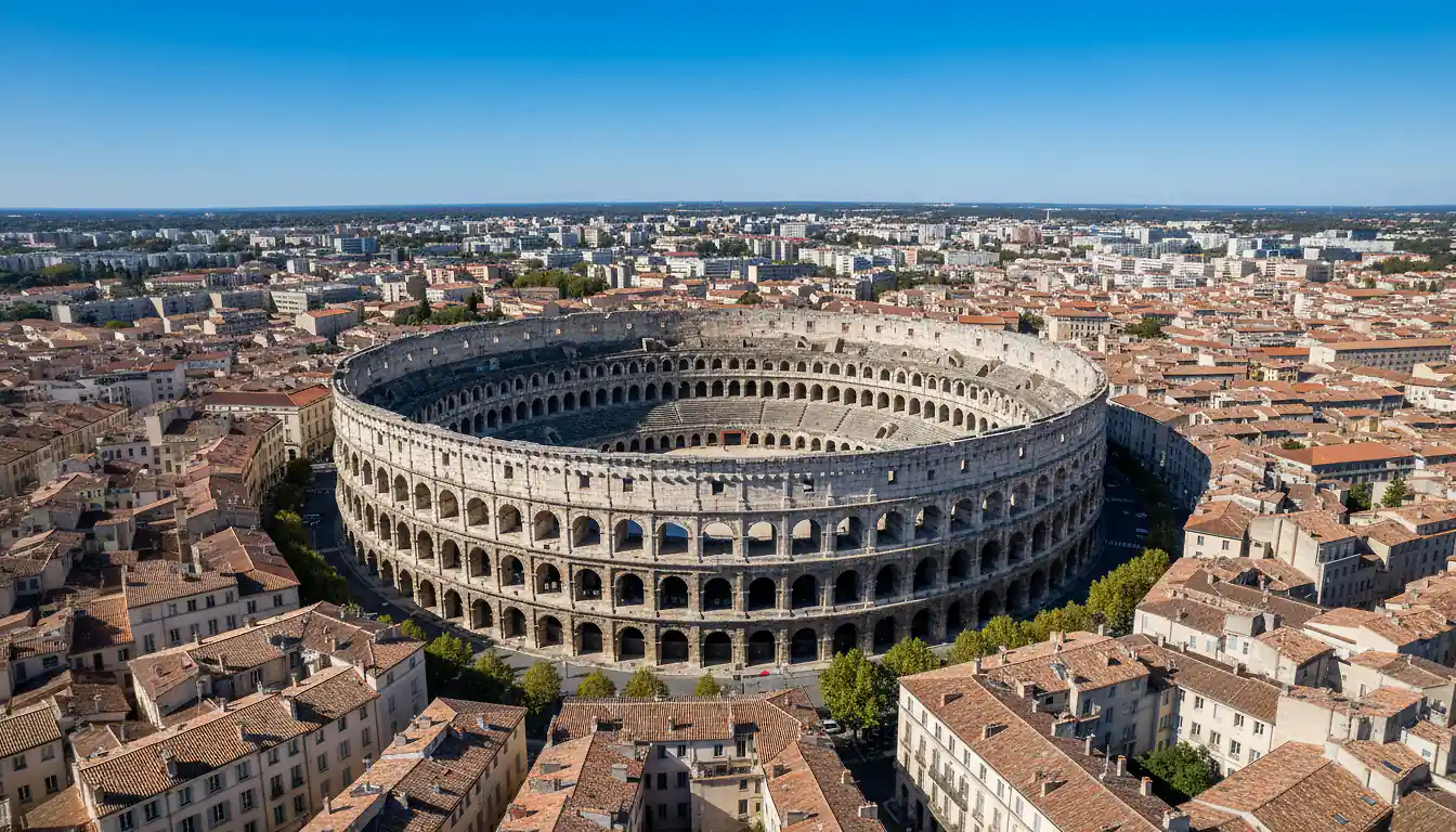 Nimes : photo emblématique de la ville