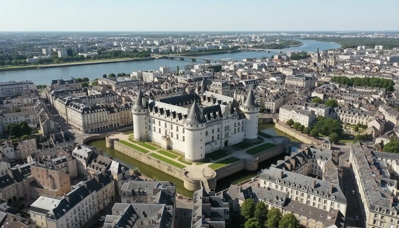 Vue sur le château des ducs de Bretagne et le centre historique de Nantes