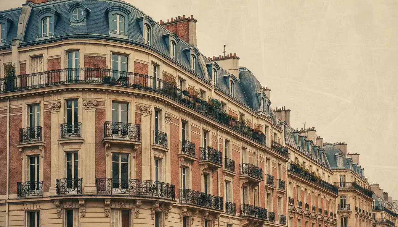 Façades urbaines françaises haussmanniennes en perspective