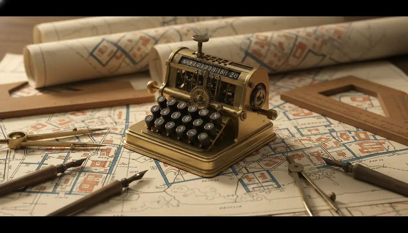 Calculatrice et plans d'architecte